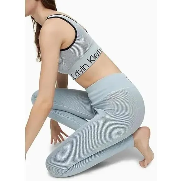 Calvin Klein Performance Women's Active Ribbed 7/8 Length Leggings, Blue sz.M - Picture 4 of 4